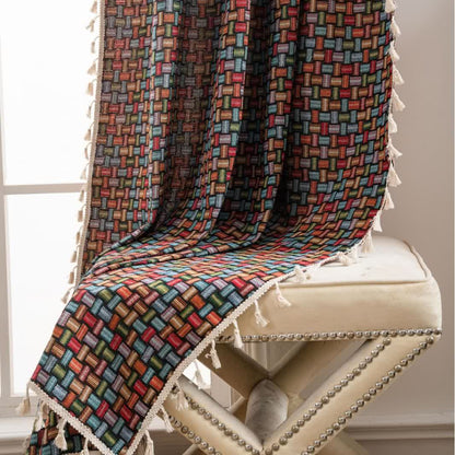 Colorful Geometric Knot Jacquard Curtains - image 2