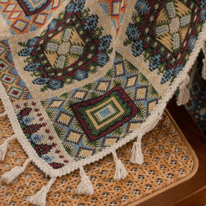 Retro Geometric Square Jacquard Curtain - image 6