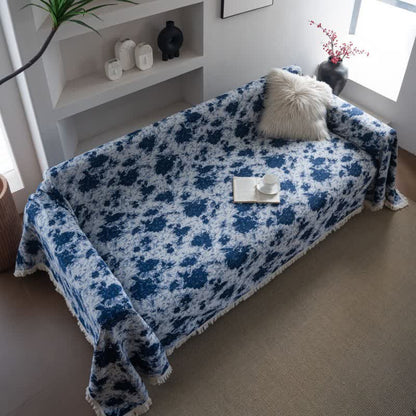 Blue Abstract Jacquard Sofa Throw Blanket - image 2