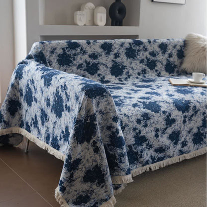 Blue Abstract Jacquard Sofa Throw Blanket - image 3