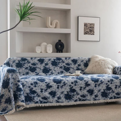 Blue Abstract Jacquard Sofa Throw Blanket - 71" x 134" - image 0