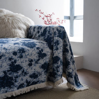 Blue Abstract Jacquard Sofa Throw Blanket - image 4