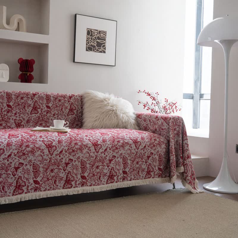 Red Butterfly Floral Sofa Throw Blanket - image 3