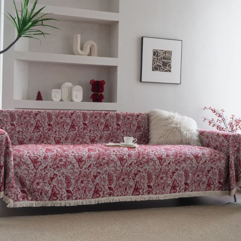 Red Butterfly Floral Sofa Throw Blanket - image 2