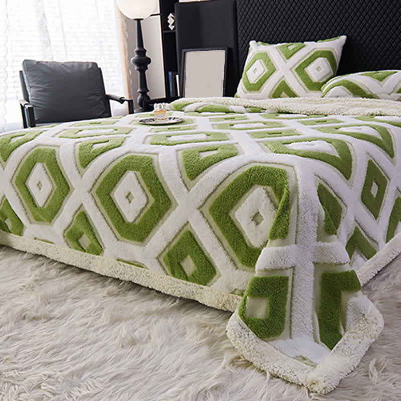 Geometric Pattern Jacquard Sherpa Blanket - image 3