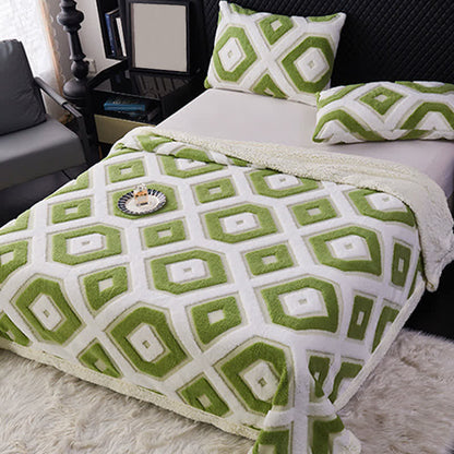 Geometric Pattern Jacquard Sherpa Blanket - image 2