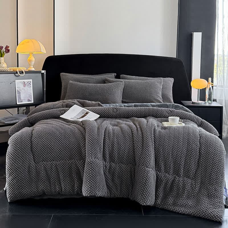 Solid Color Textured Warm Blanket - Grey - 2PCS Pillowcases - 19" x 29" - image 0