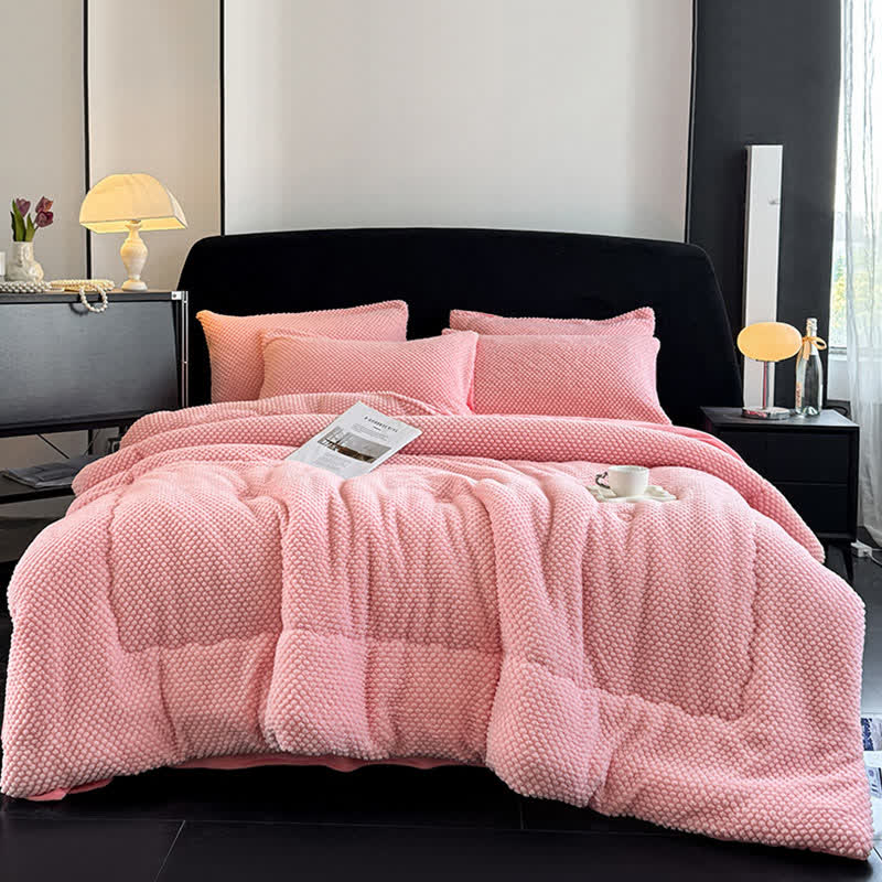 Solid Color Textured Warm Blanket - Pink - 2PCS Pillowcases - 19" x 29" - image 15