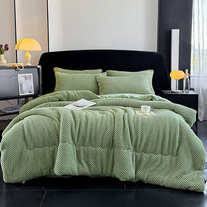 Solid Color Textured Warm Blanket - Green - 2PCS Pillowcases - 19" x 29" - image 13