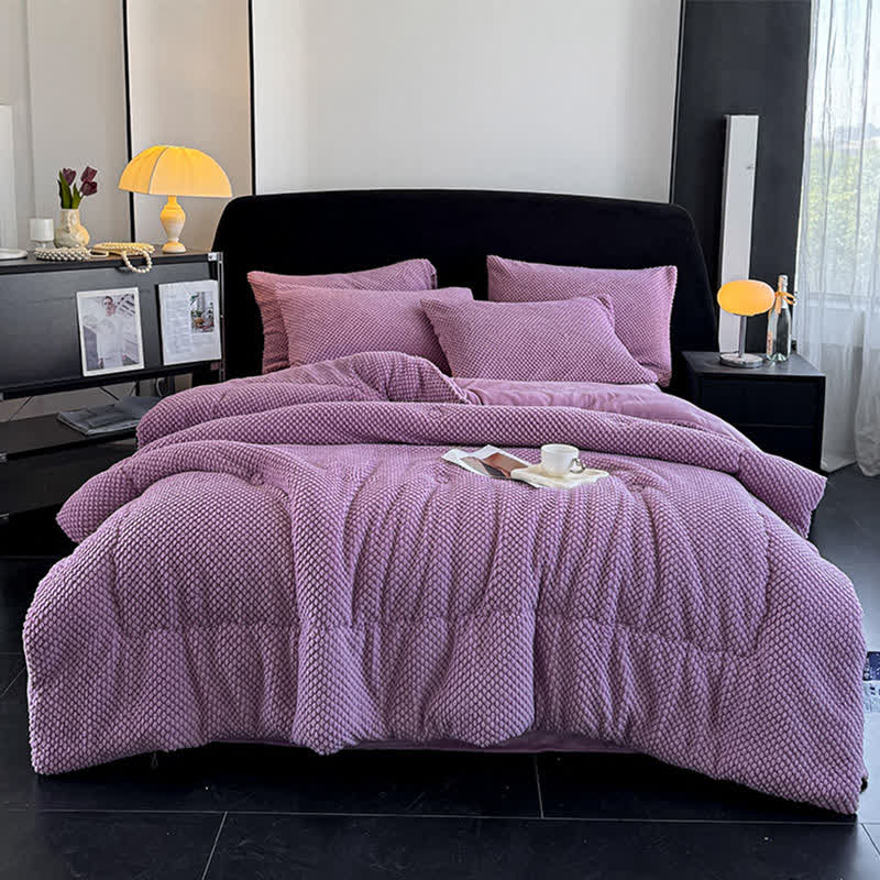 Solid Color Textured Warm Blanket - Purple - 2PCS Pillowcases - 19" x 29" - image 17