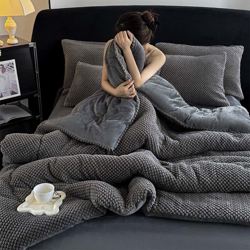 Solid Color Textured Warm Blanket - image 2