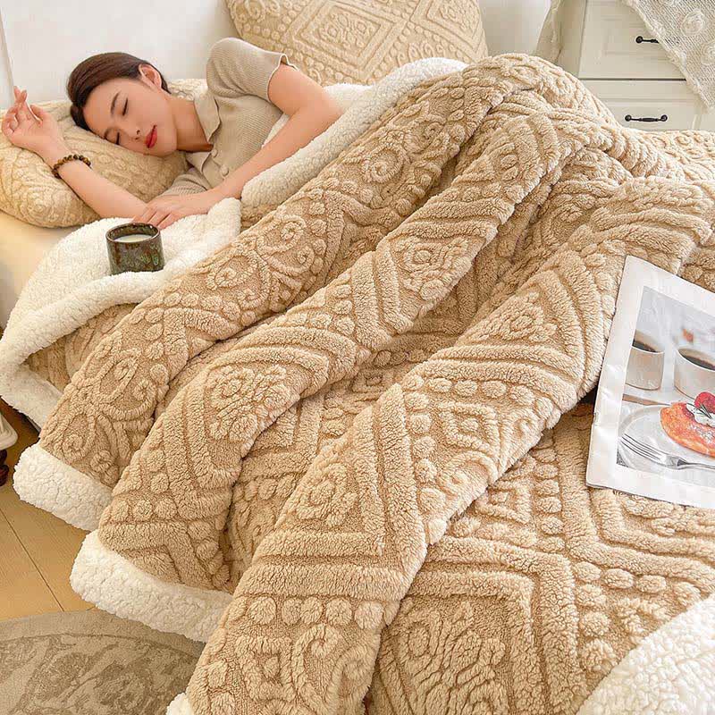 Plush Floral Sherpa Fleece Warm Blanket - image 13