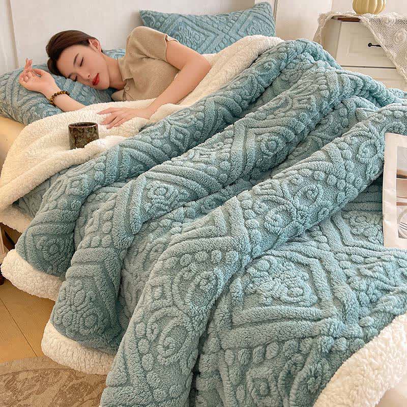 Plush Floral Sherpa Fleece Warm Blanket - image 0