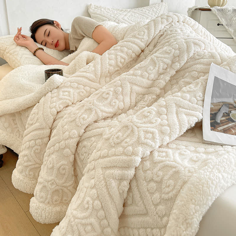 Plush Floral Sherpa Fleece Warm Blanket - image 11