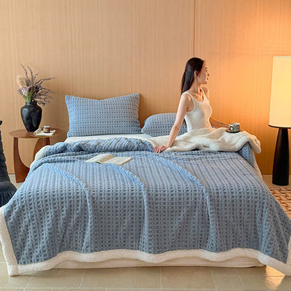 Textured Waffle Sherpa Throw Blanket - image 15