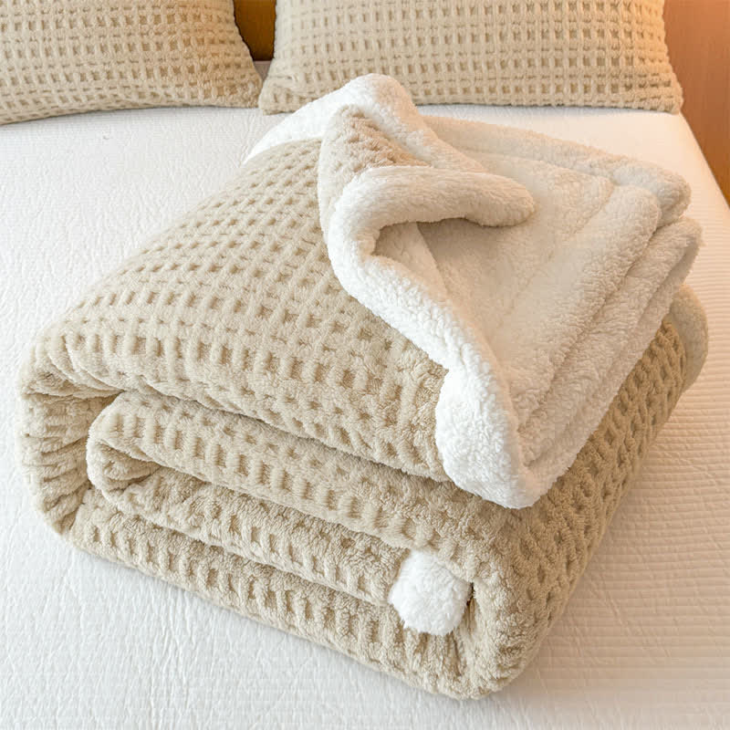 Textured Waffle Sherpa Throw Blanket - image 5