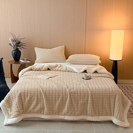 Textured Waffle Sherpa Throw Blanket - image 0