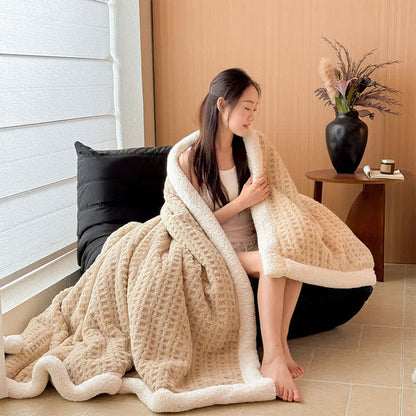 Textured Waffle Sherpa Throw Blanket - image 3
