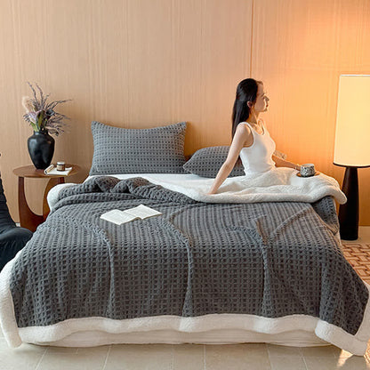 Textured Waffle Sherpa Throw Blanket - image 13