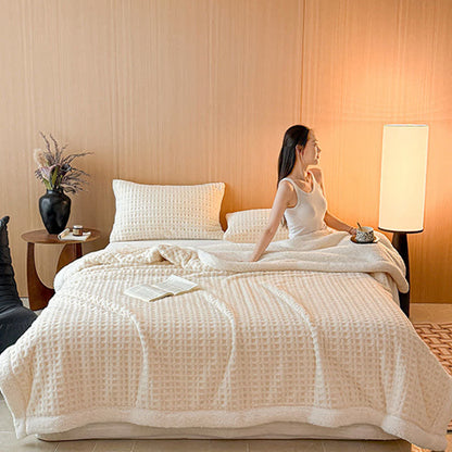 Textured Waffle Sherpa Throw Blanket - image 9