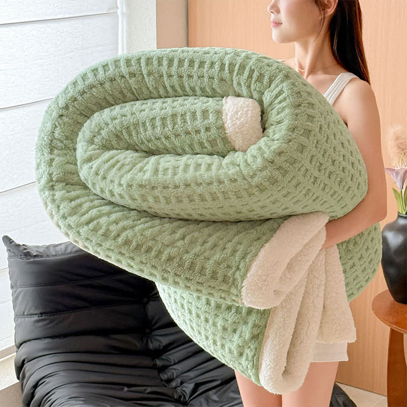 Textured Waffle Sherpa Throw Blanket - image 8