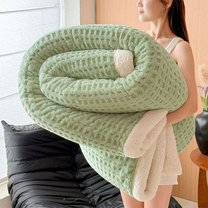 Textured Waffle Sherpa Throw Blanket - image 8