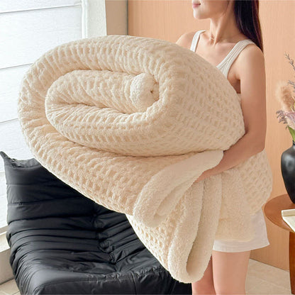 Textured Waffle Sherpa Throw Blanket - image 10