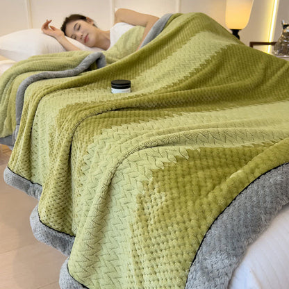 Solid Color Bound Edge Throw Blanket - Green - Queen - image 0