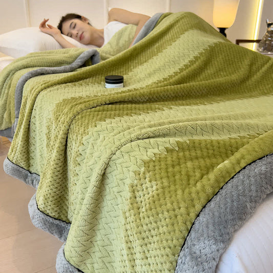 Solid Color Bound Edge Throw Blanket - Green - Queen - image 0