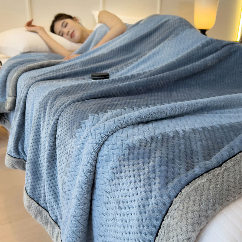 Solid Color Bound Edge Throw Blanket - Blue - Queen - image 4