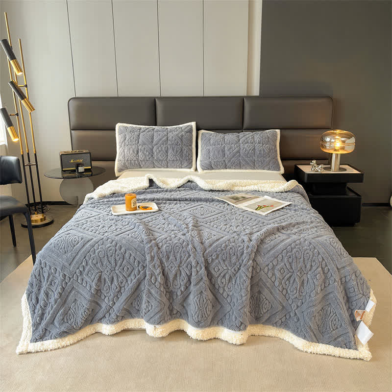 Luxury Floral Duvet Cover Blanket - Blue Gray - Queen - image 13