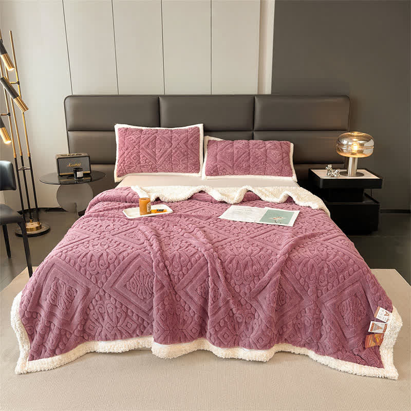 Luxury Floral Duvet Cover Blanket - Dark Pink - Queen - image 15