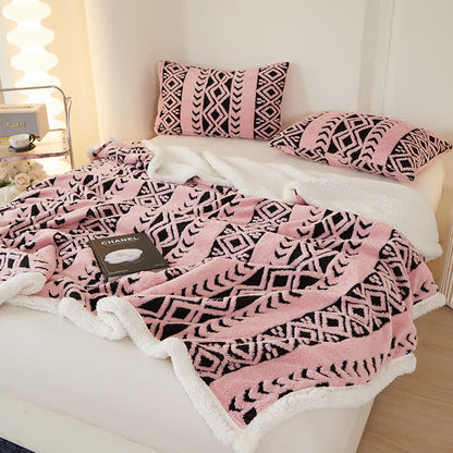 Striped Diamond Jacquard Warm Blanket - image 4