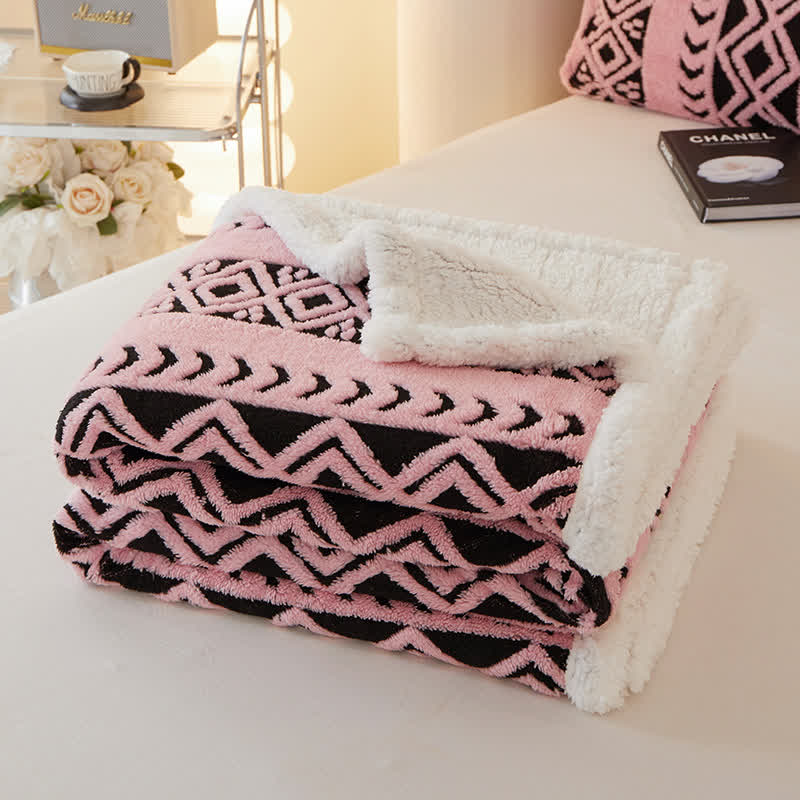Striped Diamond Jacquard Warm Blanket - image 6