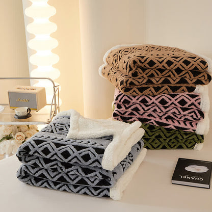 Striped Diamond Jacquard Warm Blanket - image 1