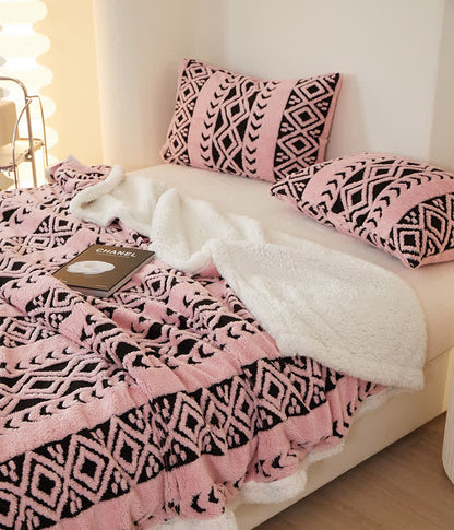 Striped Diamond Jacquard Warm Blanket - image 5