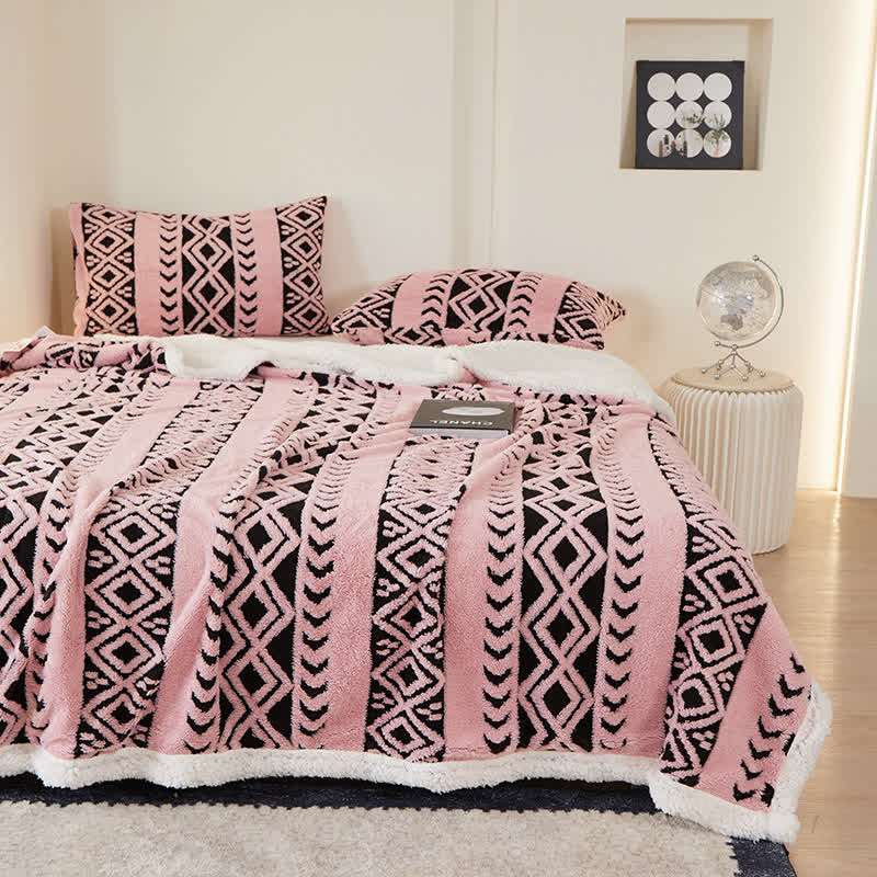 Striped Diamond Jacquard Warm Blanket - image 2