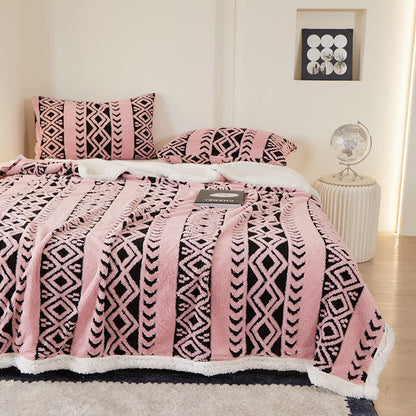 Striped Diamond Jacquard Warm Blanket - image 2