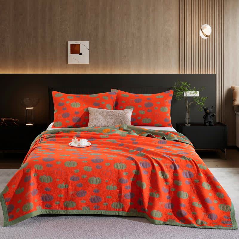 Pumpkin Organic Cotton Sheet Bedspread - Orange - 2PCS Pillowcases - 20" x 36" - image 9