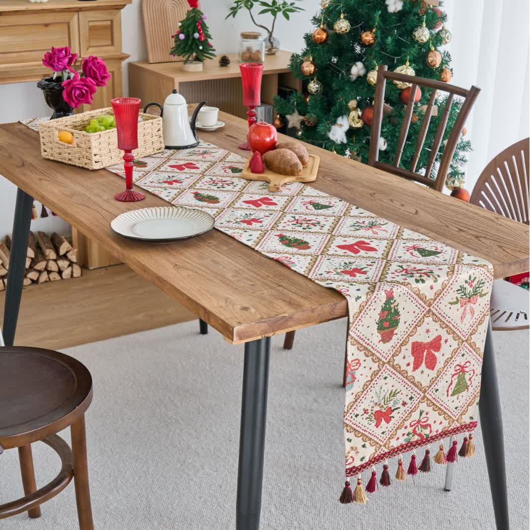 Christmas Bowknot Diamond Jacquard Table Runner - 13" x 108" - image 0