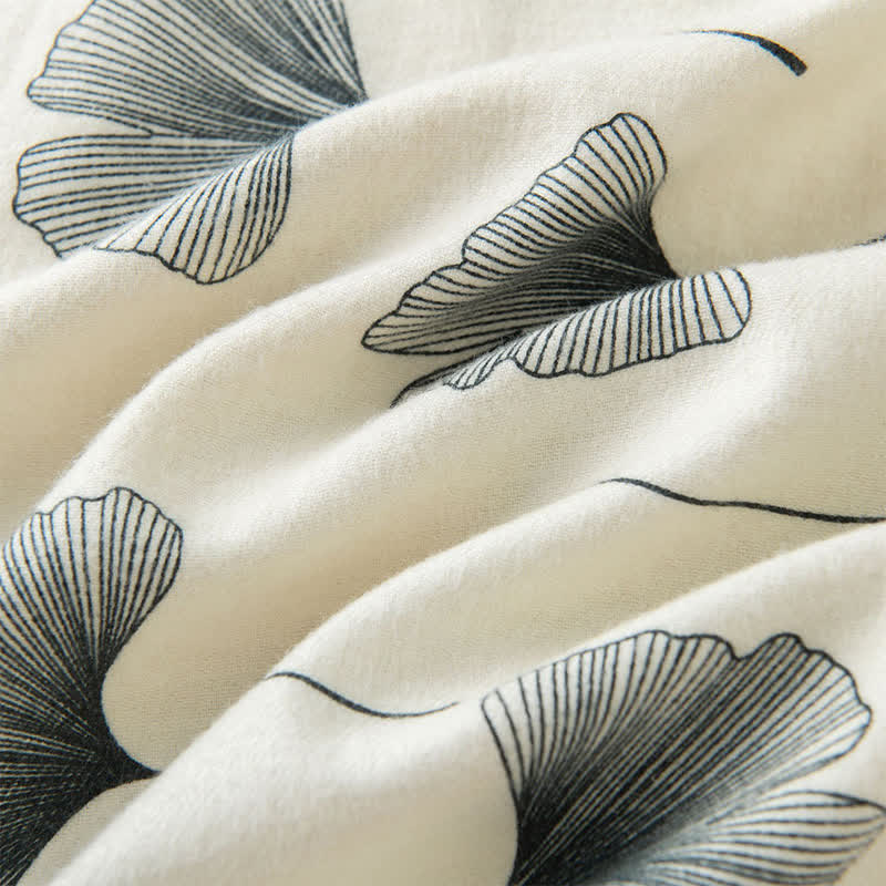 Brushed Cotton Ginkgo Leaf Button Nightgown - image 10
