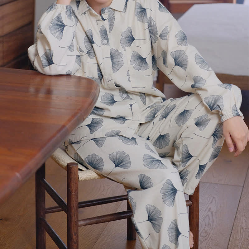 Brushed Cotton Ginkgo Leaf Pajama Jammies - image 3