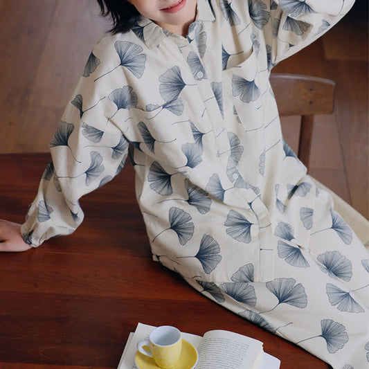 Brushed Cotton Ginkgo Leaf Pajama Jammies - image 0