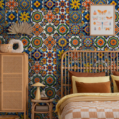 PET Foam Colorful Talavera Tile Wall Decals - image 1