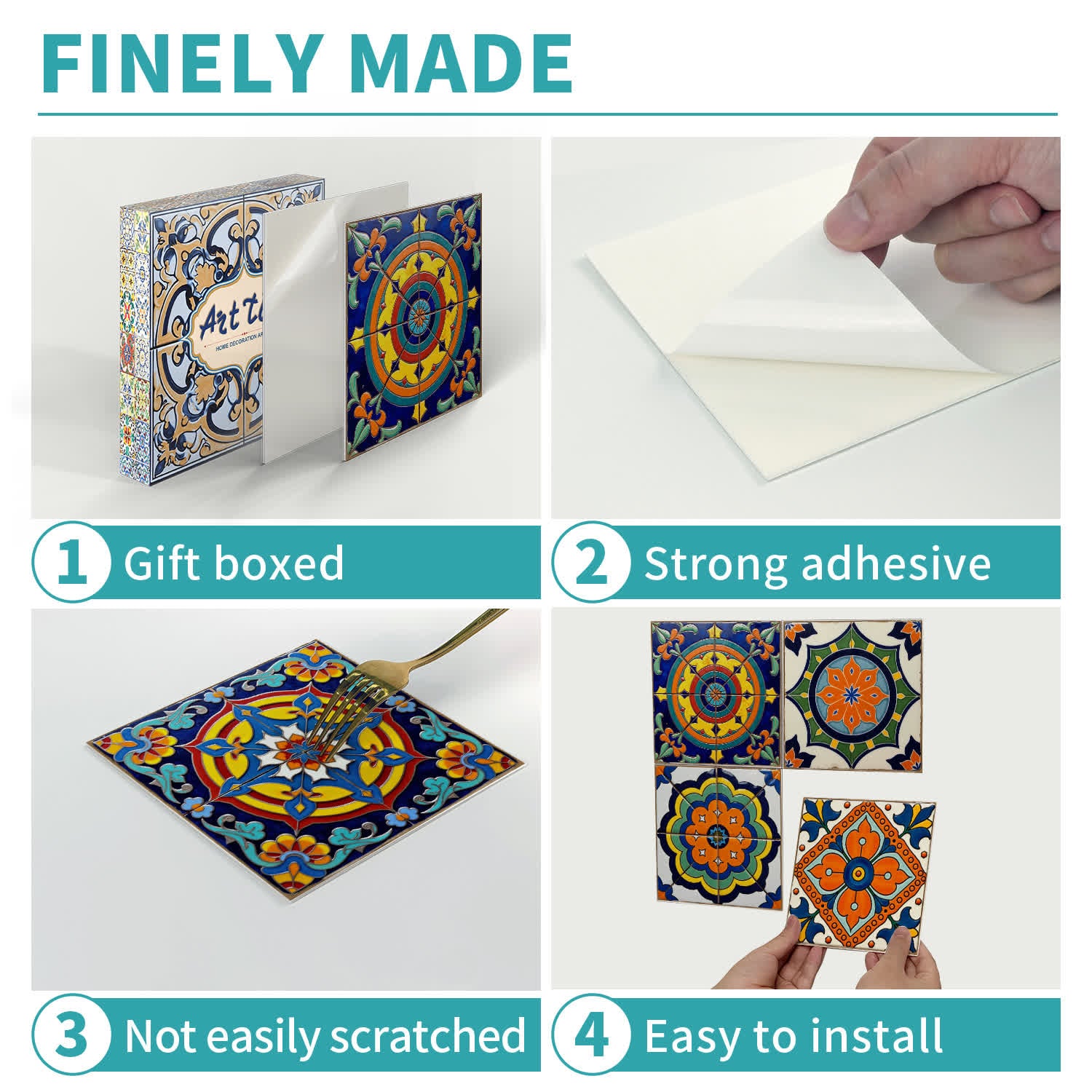 PET Foam Colorful Talavera Tile Wall Decals - image 6