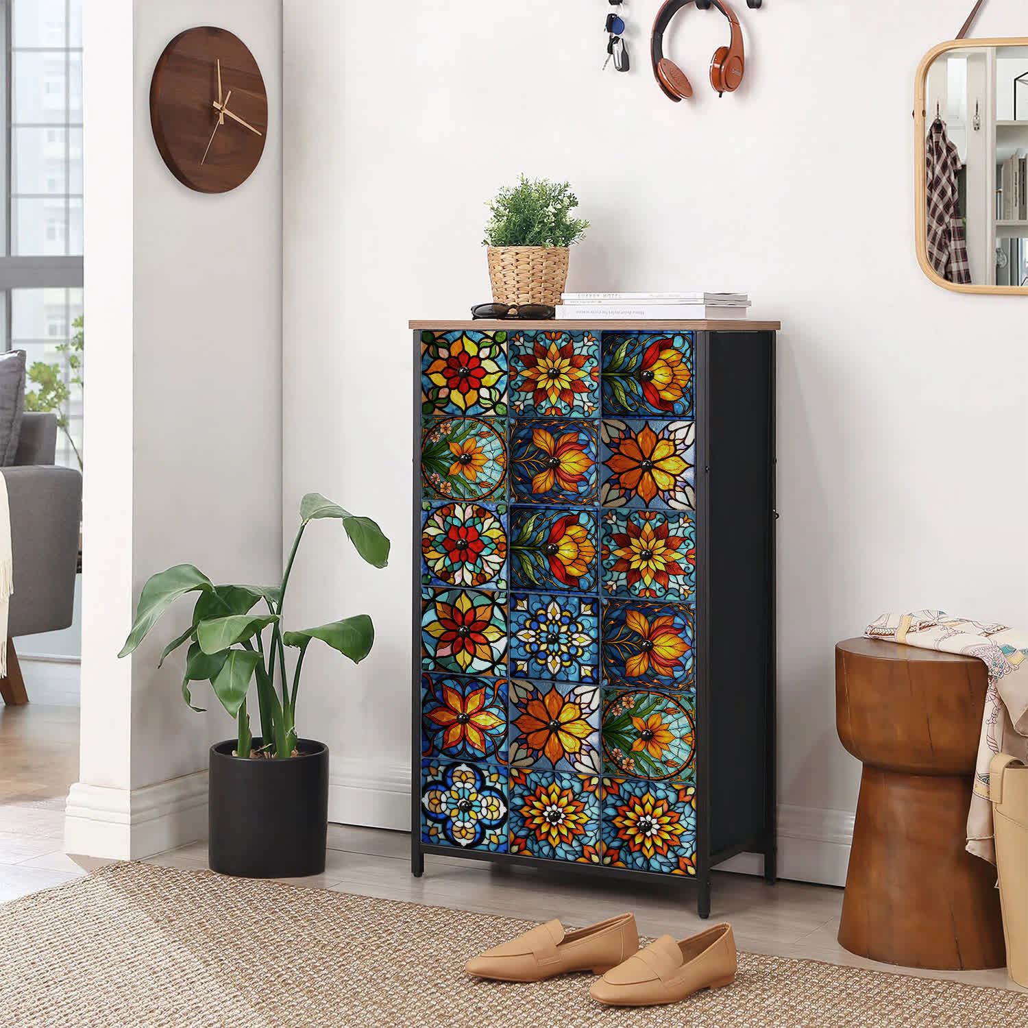 Boho Style Floral PET Foam Tile Wall Decals - image 5