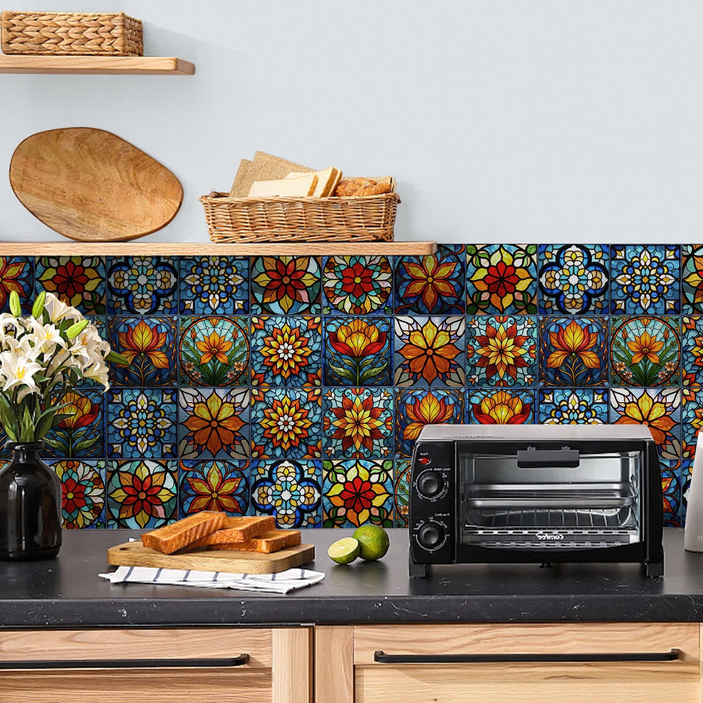 Boho Style Floral PET Foam Tile Wall Decals - image 1