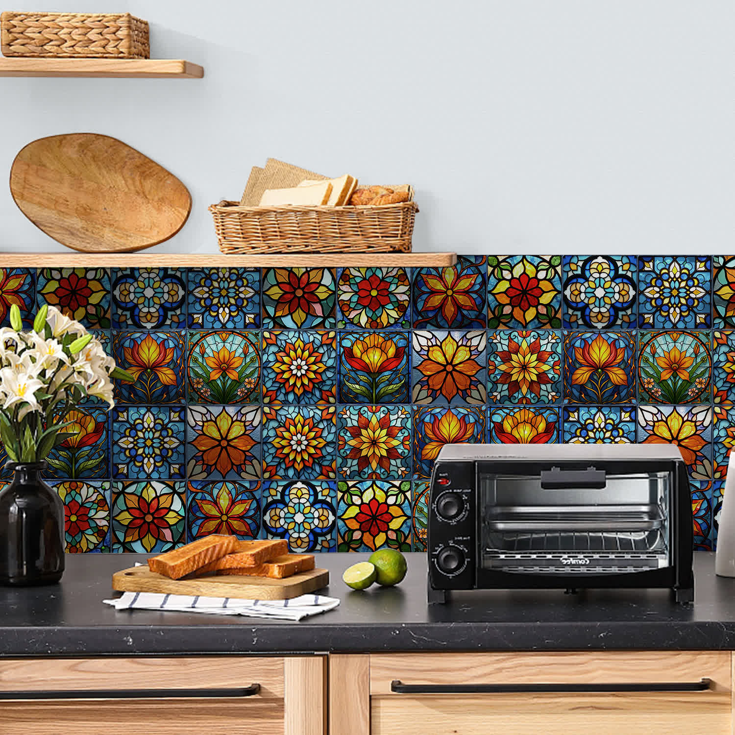 Boho Style Floral PET Foam Tile Wall Decals - image 1