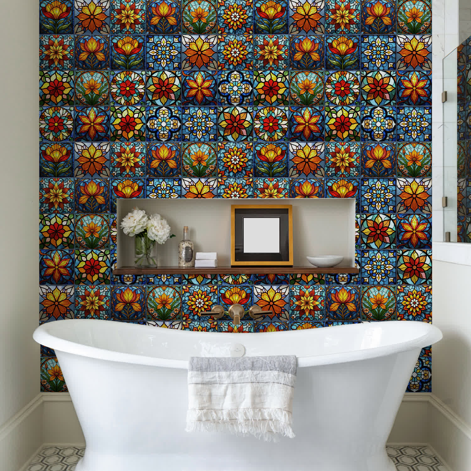 Boho Style Floral PET Foam Tile Wall Decals - image 2