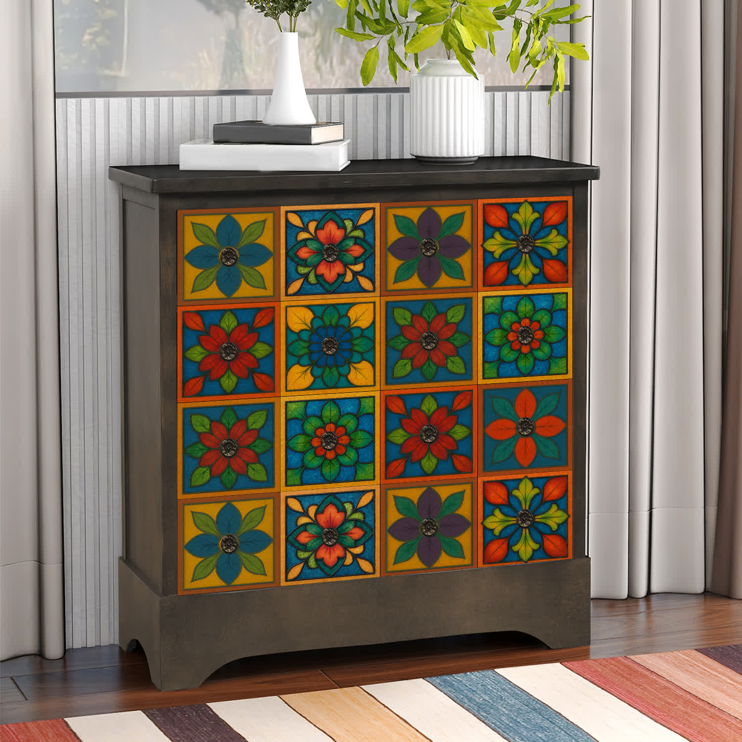 PET Foam Colorful Floral Tile Wall Decals - image 3